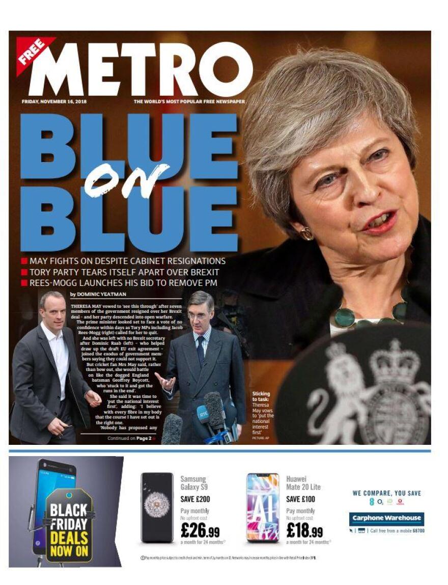 Ο «εμφύλιος» στους Τόρηδες και ο μοναχικός αγώνας της Μέι κύριο θέμα στα βρετανικά πρωτοσέλιδα