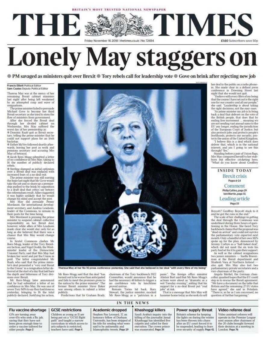 Ο «εμφύλιος» στους Τόρηδες και ο μοναχικός αγώνας της Μέι κύριο θέμα στα βρετανικά πρωτοσέλιδα