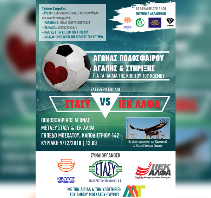 ΙΕΚ ΑΛΦΑ και ΣΤΑ.ΣΥ Α.Ε. «παίζουν μπάλα» για τα παιδιά της «Κιβωτού του Κόσμου»