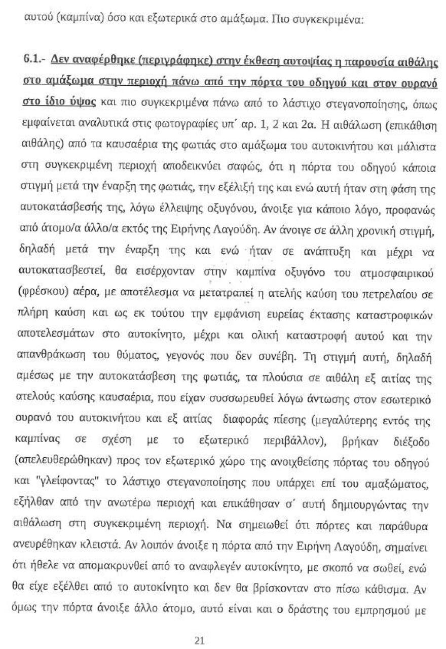Υπόθεση Λαγούδη: Νέα στοιχεία - «φωτιά» από την έκθεση του πραγματογνώμονα