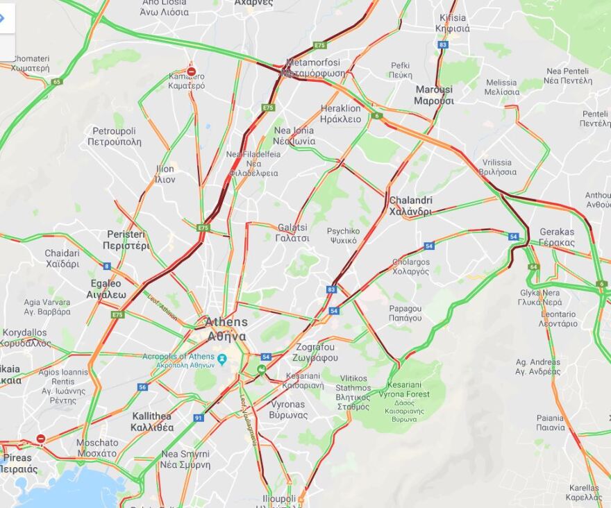 Ταλαιπωρία για τους οδηγούς στην Αθήνα λόγω της βροχής