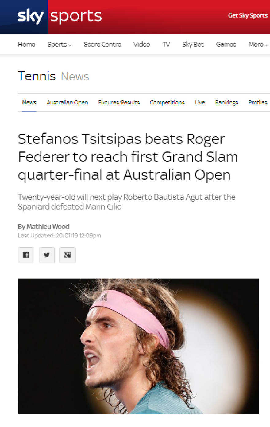 Θρίαμβος Τσιτσιπά στην Αυστραλία: Νίκησε τον μεγάλο Φέντερερ!