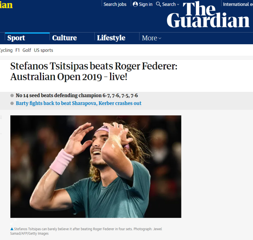 Θρίαμβος Τσιτσιπά στην Αυστραλία: Νίκησε τον μεγάλο Φέντερερ!