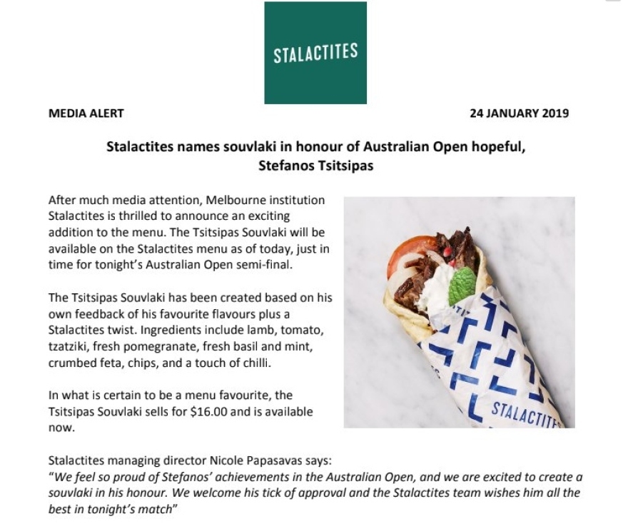 Έτοιμο το σουβλάκι με το όνομα του Στέφανου Τσιτσιπά