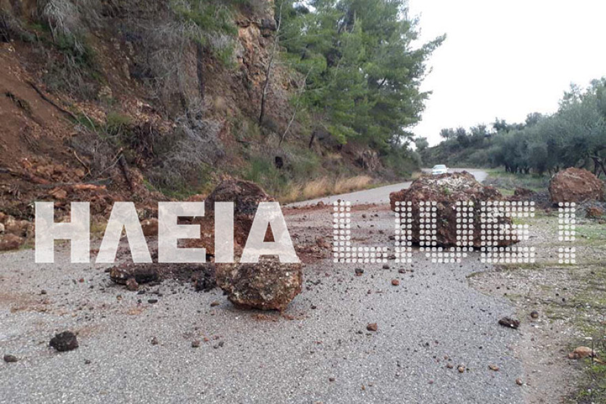 Κακοκαιρία «Φοίβος»: Μεγάλη κατολίσθηση στο φράγμα Αλφειού  - Έκλεισε ο δρόμος