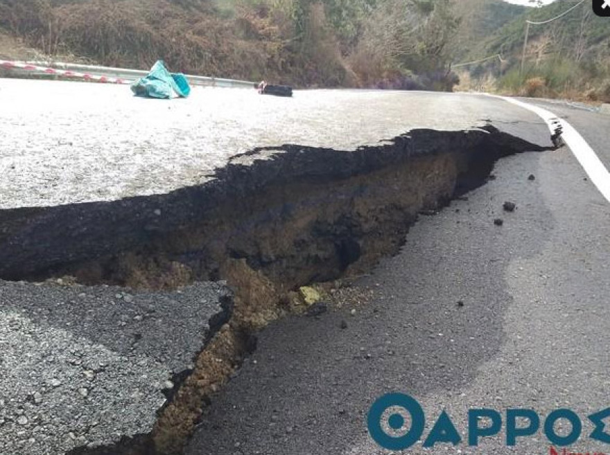 Κλειστή η εθνική οδός Καλαμάτας- Σπάρτης - Μεγάλη καθίζηση μετά την Αρτεμισία