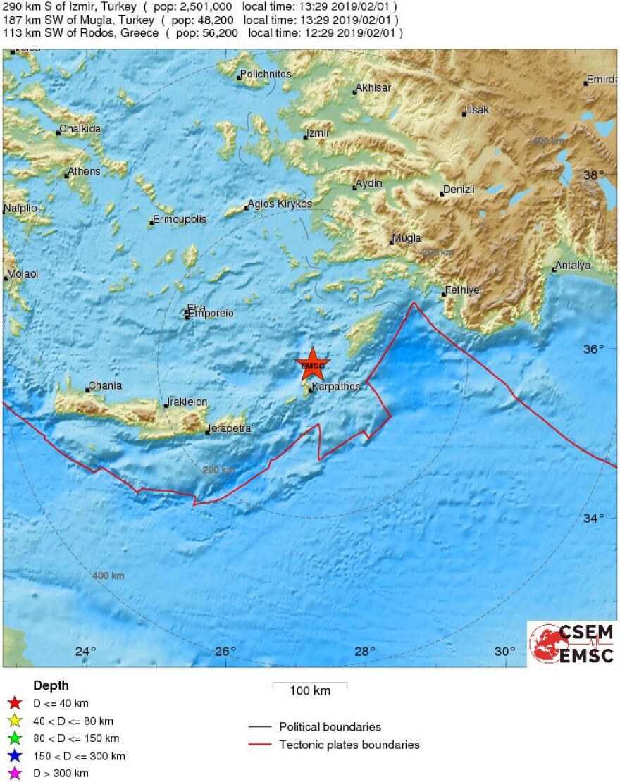 Σεισμός 4,5 Ρίχτερ στην Κάρπαθο