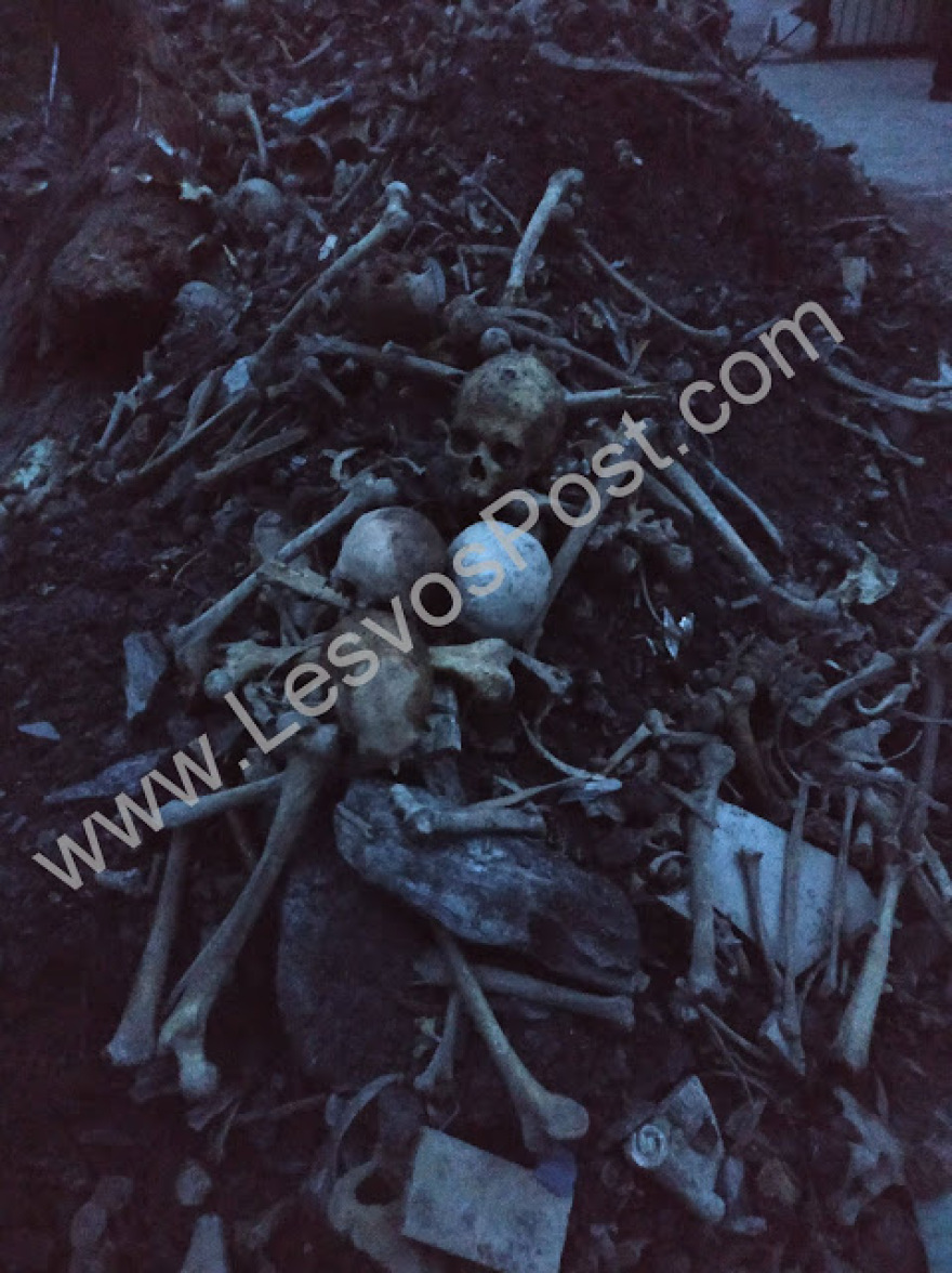 Εικόνες σοκ στο Πλωμάρι Λέσβου: Πέταξαν ανθρώπινα οστά στη μέση του δρόμου