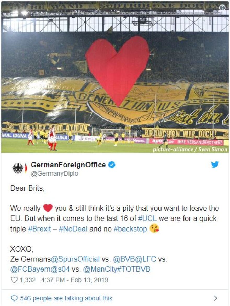 Επικό tweet του γερμανικού ΥΠΕΞ για το Champions League: Θέλουμε ένα τριπλό Brexit