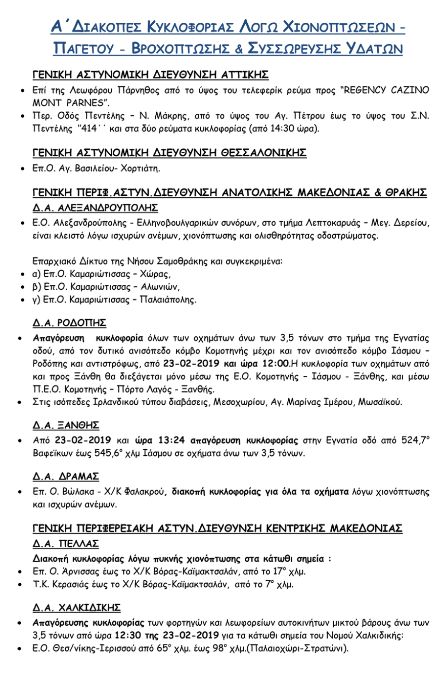 Κακοκαιρία «Ωκεανίς»:  Προβλήματα σε όλη τη χώρα - Πού θα χτυπήσει ο χιονιάς τις επόμενες ώρες