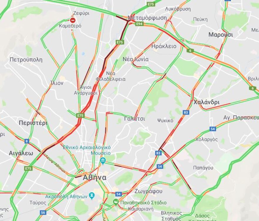 Κίνηση στους δρόμους: Στο «κόκκινο» οι κεντρικές λεωφόροι και ο Κηφισός το πρωί της Τετάρτης