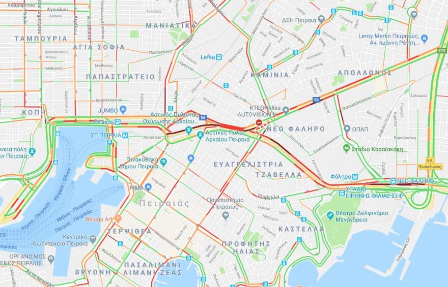 Κίνηση στους δρόμους: Στο «κόκκινο» οι κεντρικές λεωφόροι και ο Κηφισός το πρωί της Τετάρτης