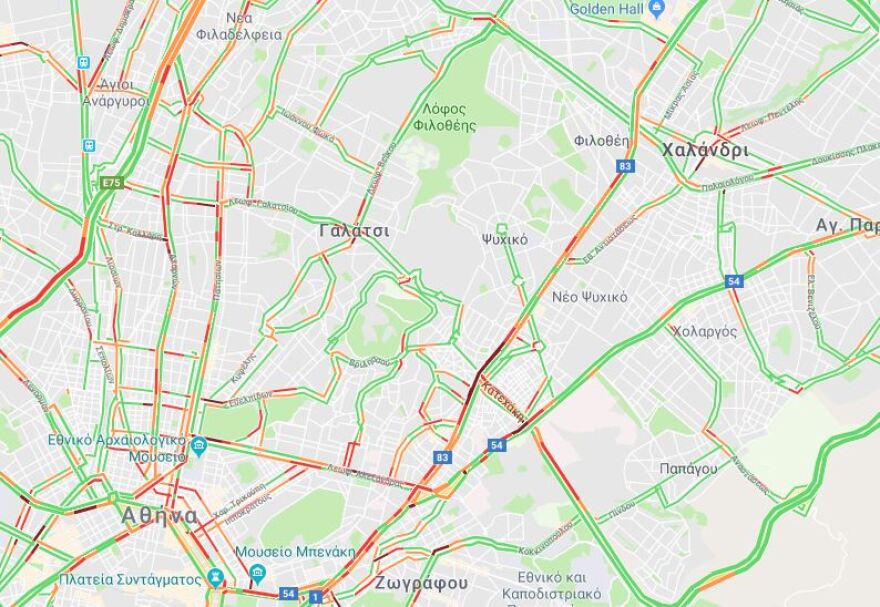 Κίνηση στους δρόμους: Στο «κόκκινο» οι κεντρικές λεωφόροι και ο Κηφισός το πρωί της Τετάρτης