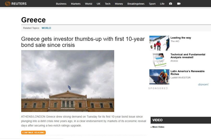 Reuters για 10ετές ομόλογο: Ξεκάθαρη επιδοκιμασία της οικονομικής ανάκαμψης από τις αγορές