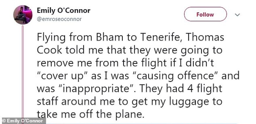 «Σκεπάσου ή κατέβα από το αεροπλάνο» είπε αεροπορική σε 21χρονη Βρετανίδα