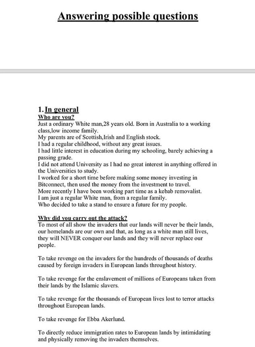 Μακελειό στη νέα Ζηλανδία: Το μανιφέστο μίσους του Αυστραλού «Μπρέιβικ»