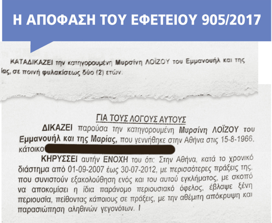 Η Μυρσίνη Λοΐζου έπαιρνε 5,5 χρόνια τη σύνταξη της νεκρής μητέρας της