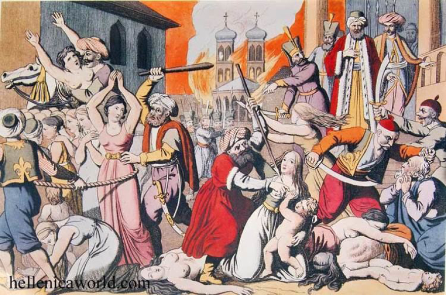 Η σφαγή της Χίου και η πυρπόληση της τουρκικής ναυαρχίδας από τον Κωνσταντίνο Κανάρη