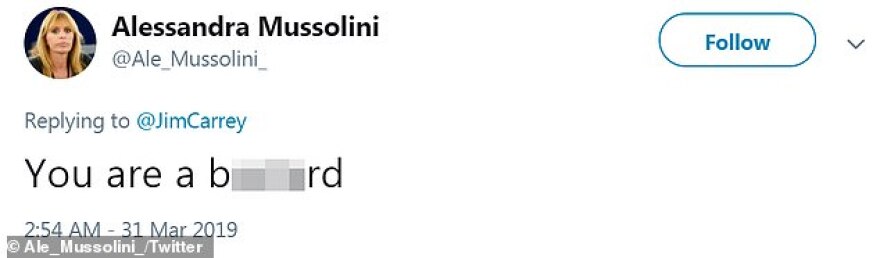 Έξαλλη η εγγονή του Μουσολίνι με τον Τζιμ Κάρεϊ - Zωγράφισε τον νεκρό παππού της κρεμασμένο ανάποδα!