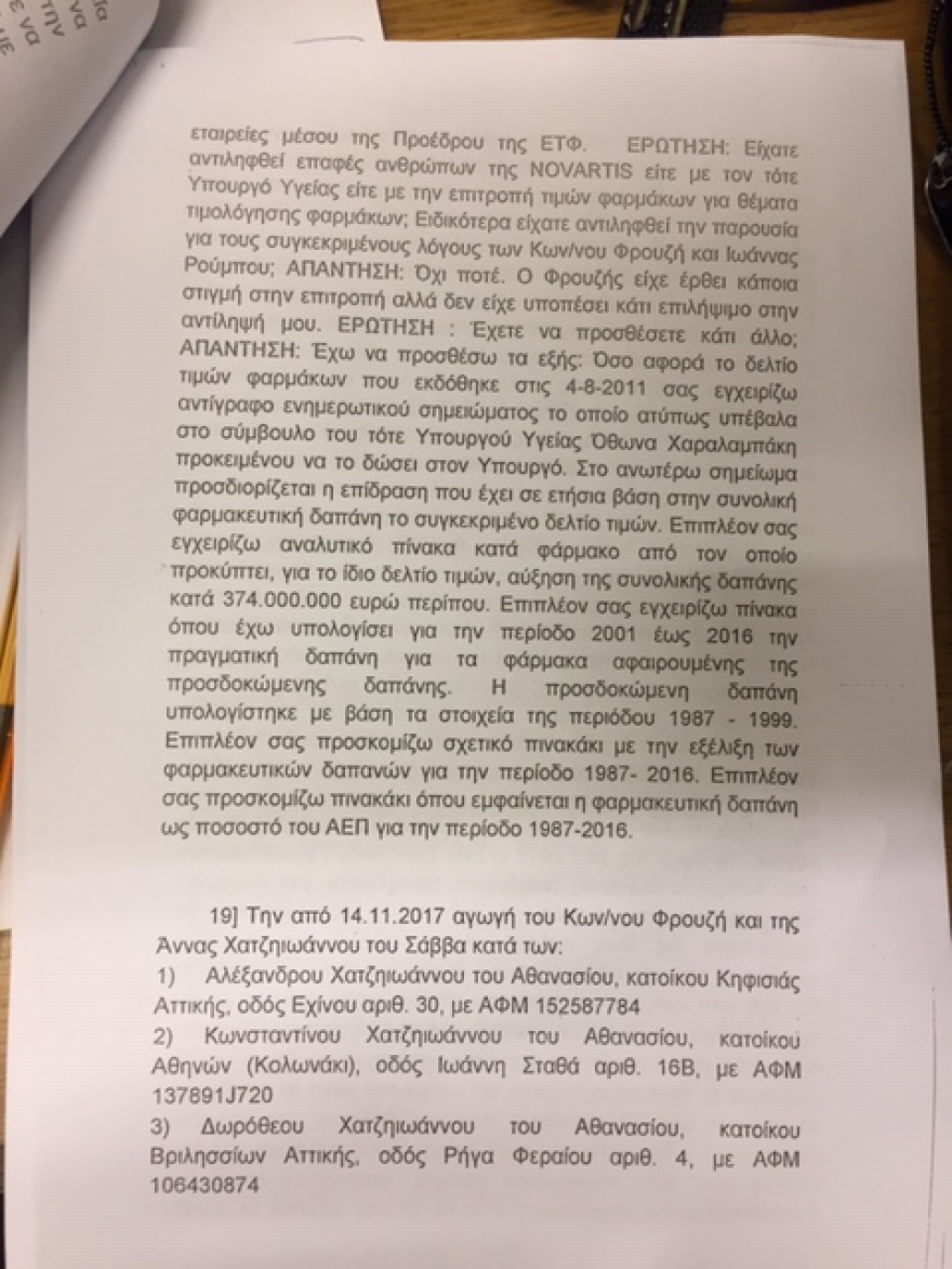 Novartis: Έφτασε στη Βουλή η δικογραφία