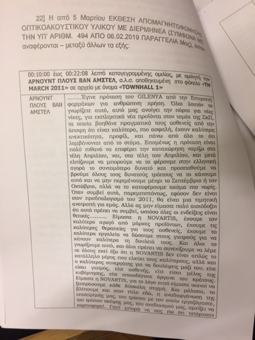 Novartis: Έφτασε στη Βουλή η δικογραφία