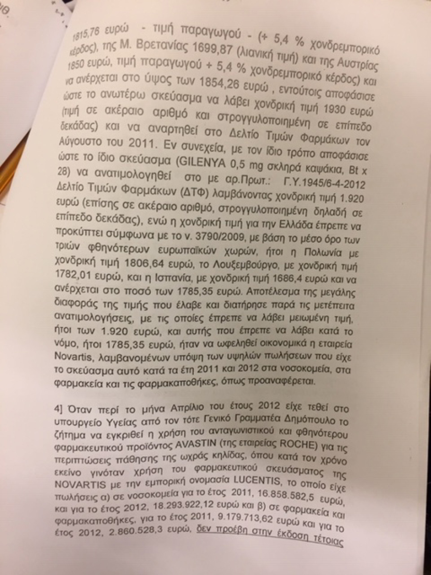 Novartis: Έφτασε στη Βουλή η δικογραφία