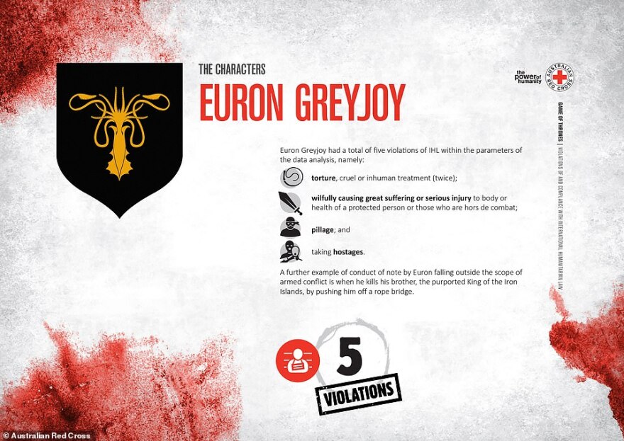 Game of Thrones: Αυτοί είναι οι πιο αιμοσταγείς χαρακτήρες σύμφωνα με... τον Ερυθρό Σταυρό!