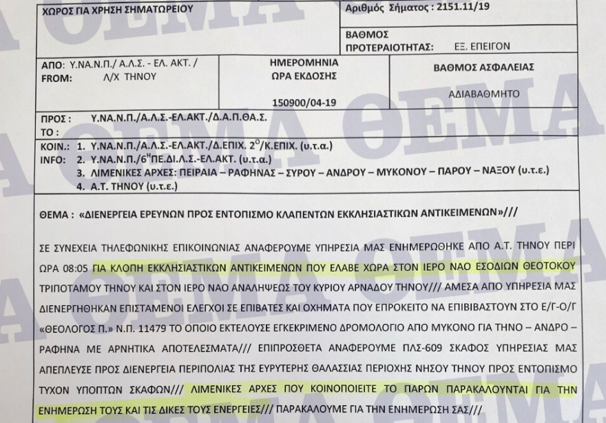 Σπείρα «ποντικών» κάνει πλιάτσικο σε ναούς της Τήνου - Αρπάζουν εικόνες, τιμαλφή και το σκάνε με σκάφη!