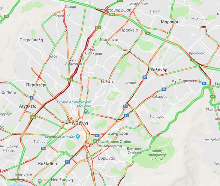 Κίνηση στους δρόμους: Μποτιλιαρισμένη η λεωφόρος Κηφισού - Προβλήματα στο κέντρο της Αθήνας