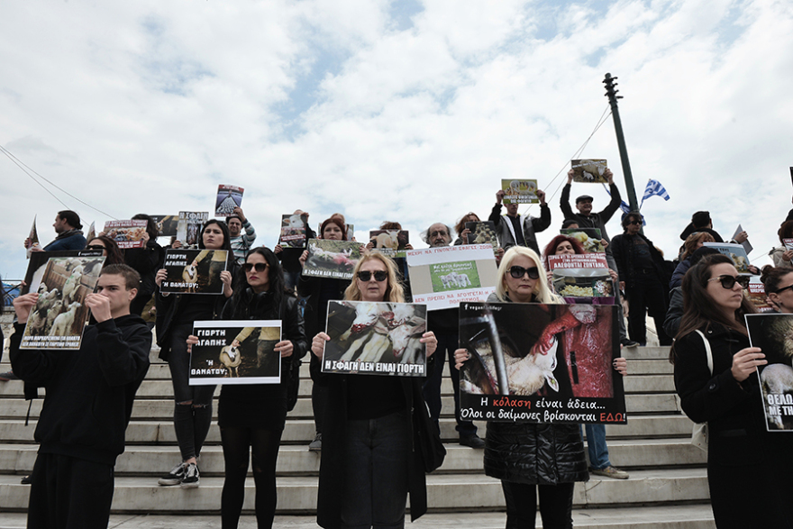 Να σταματήσει το σούβλισμα του αρνιού: Συγκέντρωση vegan στην πλατεία Συντάγματος