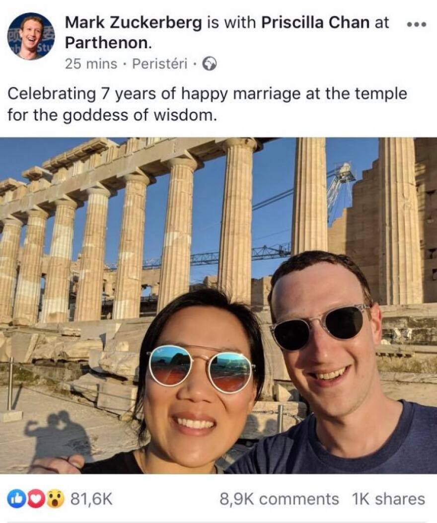 Ο Μαρκ Ζούκερμπεργκ στην Ακρόπολη για την επέτειο γάμου του