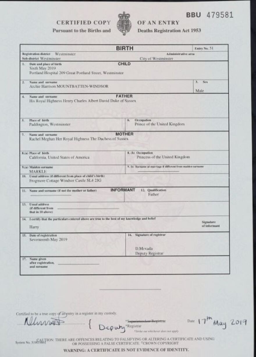 Μέγκαν Μαρκλ: Το πιστοποιητικό γέννησης του Άρτσι αποκάλυψε πού γέννησε και το... επάγγελμά της