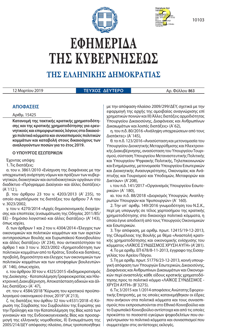 Ευρωεκλογές 2019: Δίνουν στα κόμματα €12,5 εκατ. και άλλα €2,5 εκατ. για... «ερευνητικούς λόγους»!