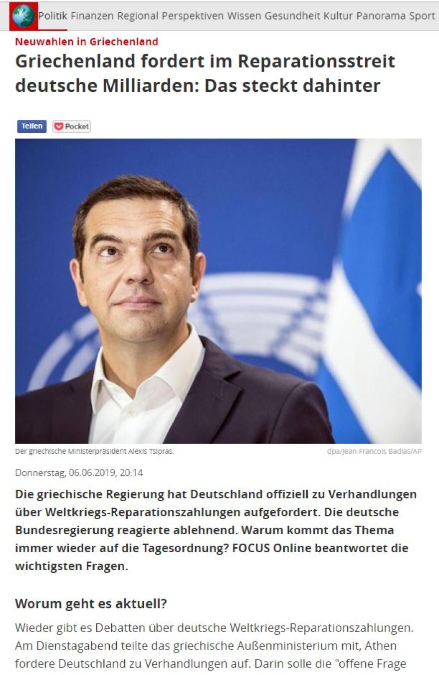 Focus: Ο Τσίπρας είναι με την πλάτη στον τοίχο και γι΄αυτό θυμήθηκε τις γερμανικές αποζημιώσεις