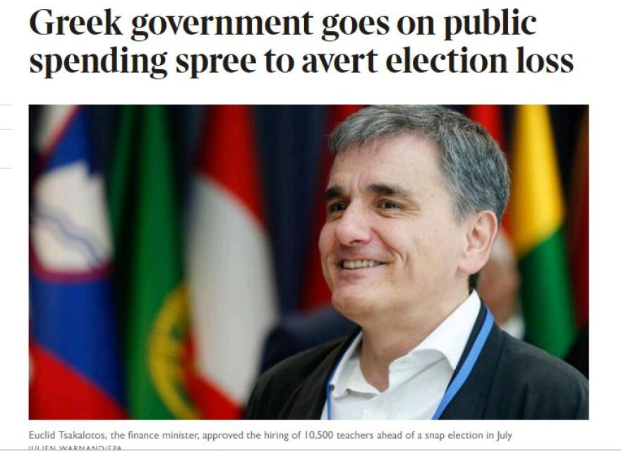 Times του Λονδίνου: Όργιο δημόσιων δαπανών από την ελληνική κυβέρνηση για να αποτραπεί η ήττα στις εκλογές