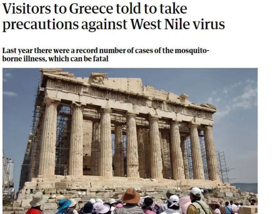 Εκπρόσωπος ΚΕΕΛΠΝΟ στον Guardian: Ζήτημα δημόσιας υγείας ο ιός του Δυτικού Νείλου - Οι ταξιδιώτες στην Ελλάδα να αυτοπροστατεύονται