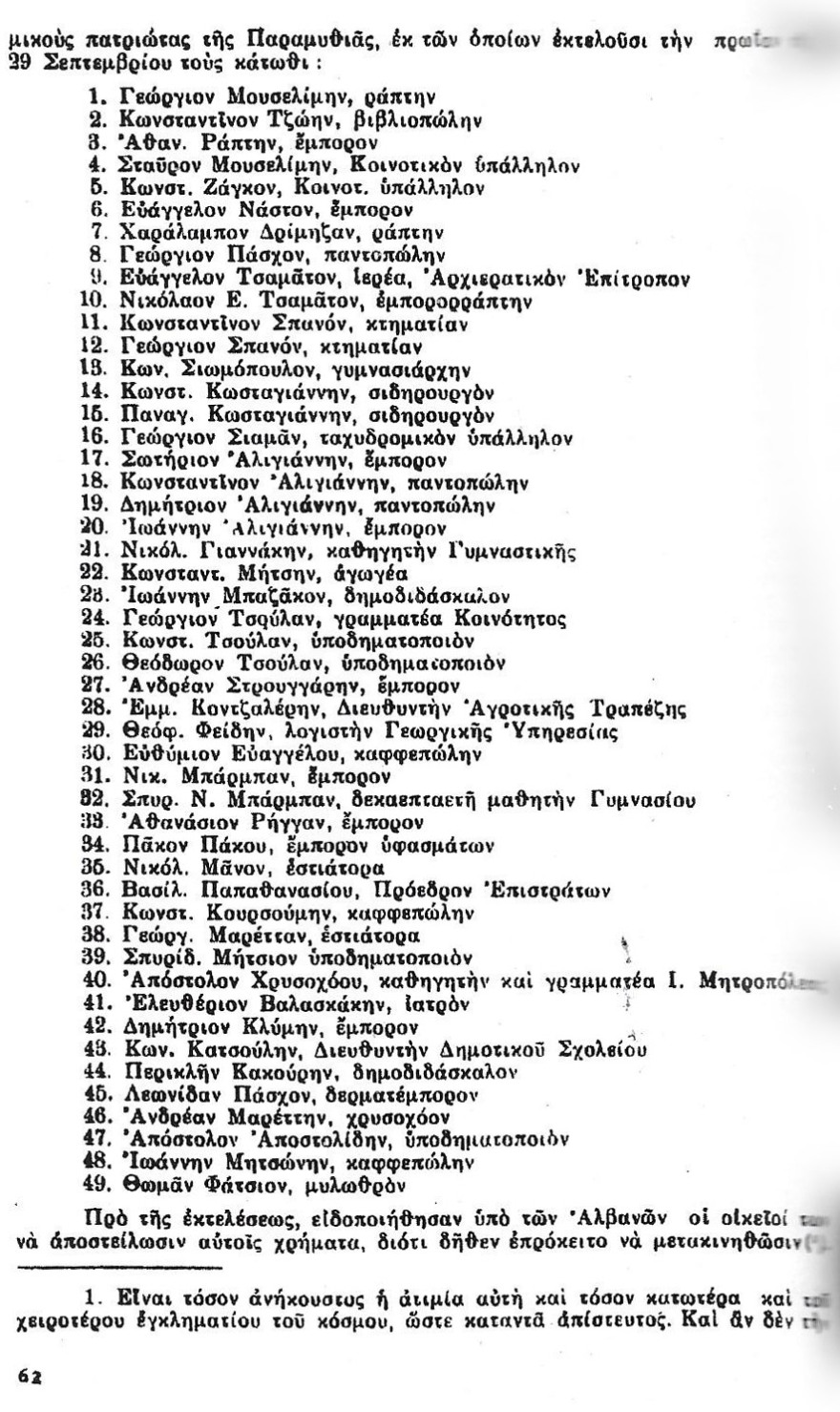 Η Σφαγή των 49 προκρίτων της Παραμυθιάς από Γερμανούς και Τσάμηδες (29 Σεπτεμβρίου 1943)