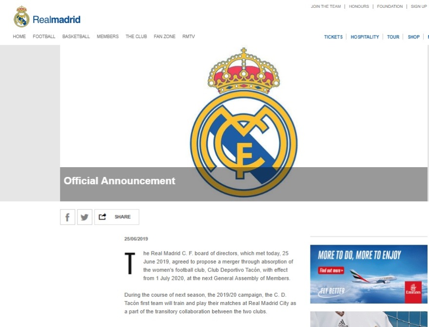 Η Ρεάλ Μαδρίτης αγόρασε γυναικεία ομάδα!