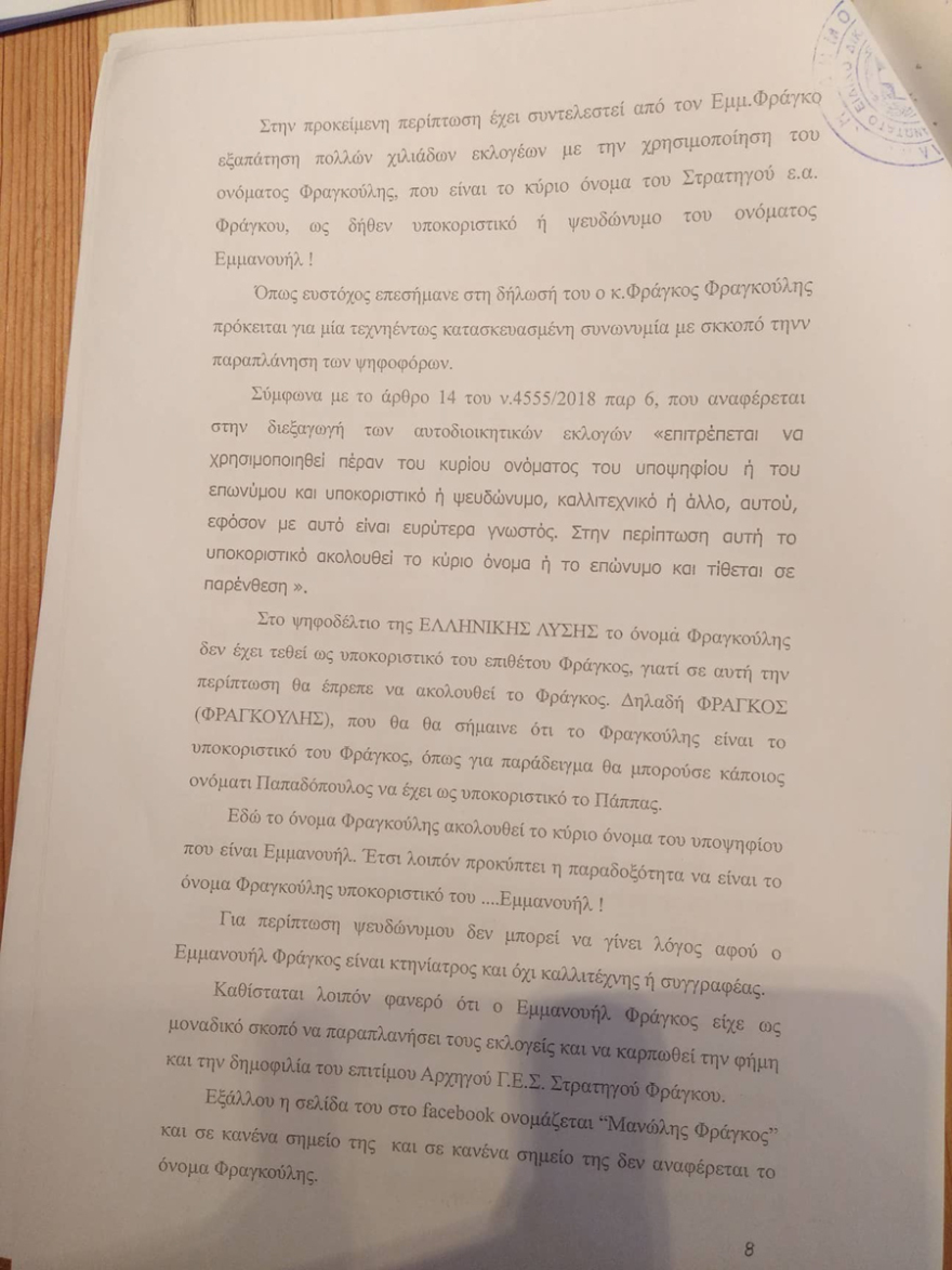 Ένσταση κατά  Βελόπουλου από υποψήφιο της Ελληνικής Λύσης για το «colpo grosso» με τον Φράγκο