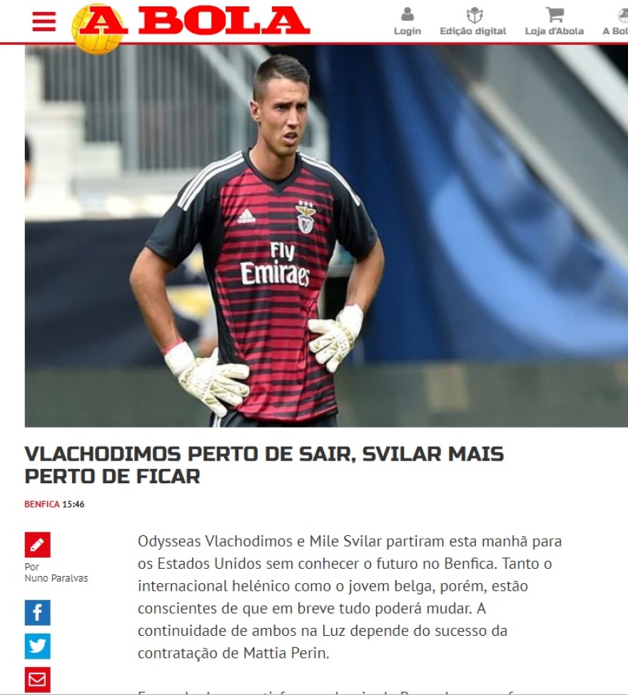 Στην πόρτα της εξόδου από τη Μπενφίκα ο Βλαχοδήμος