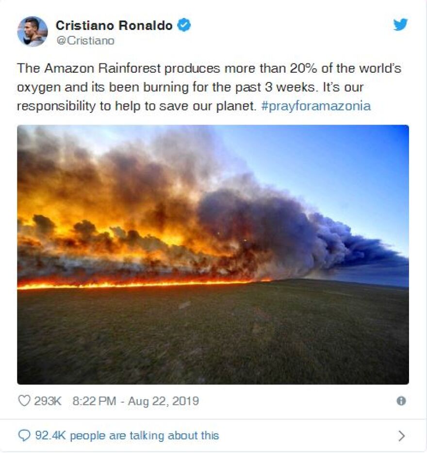 Ο Αμαζόνιος φλέγεται - Μαντόνα, Ντι Κάπριο, Ρονάλντο και Σακίρα ανησυχούν