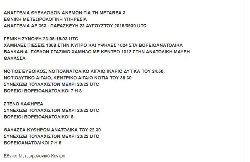 Καιρός: Η ΕΜΥ προειδοποιεί για θυελλώδεις άνεμους και υψηλές θερμοκρασίες