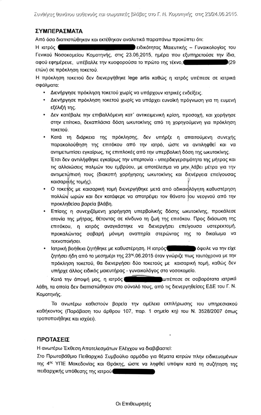 Πόρισμα-σοκ: Επτά θανάσιμα λάθη σε μία γέννα 