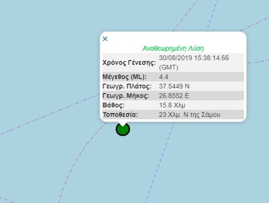 «Χορός» Ρίχτερ στη Σάμο: Τρεις δονήσεις από 3,4 έως 4,4 Ρίχτερ