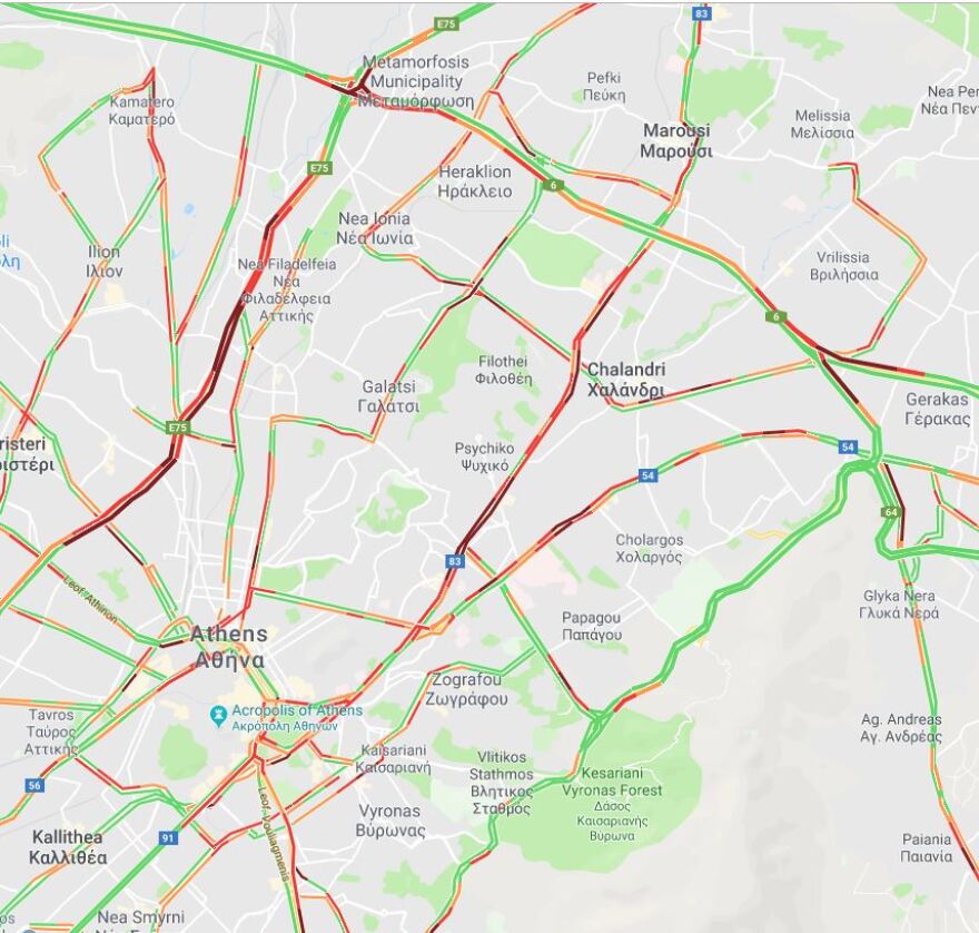 Αυξημένη κίνηση στους δρόμους της Αθήνας