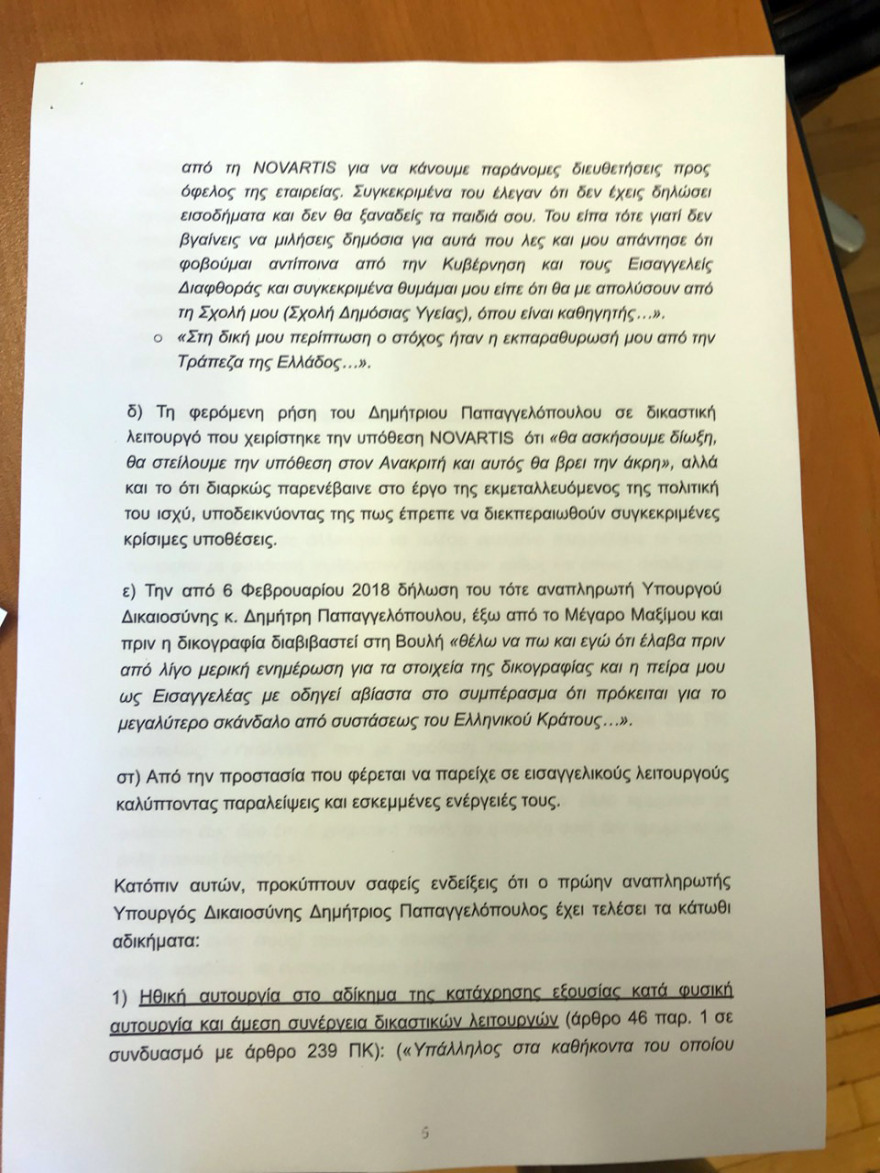 Σκευωρία Novartis: Κατατέθηκε η πρόταση προανακριτικής για Παπαγγελόπουλο - Δείτε τα έγγραφα
