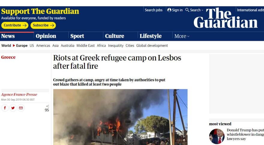 Διεθνή ΜΜΕ για τη Μόρια: Η Συμφωνία με την Τουρκία δεν «προχωρά» - Εκκενώστε τον καταυλισμό