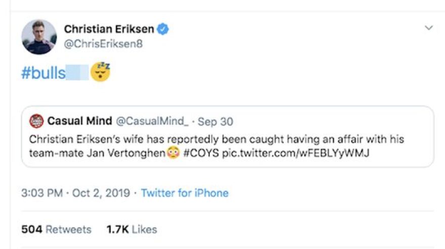 Τότεναμ: Ο Έρικσεν χαρακτηρίζει «μαλ.......» το ροζ σκάνδαλο με τον Βερτόνγκεν και τη σύζυγό του