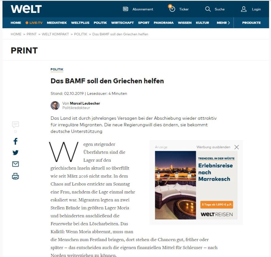 Welt: Μόνο ένας στους 50 παράτυπους μετανάστες στην Ελλάδα επιστρέφει στην Τουρκία από το 2016