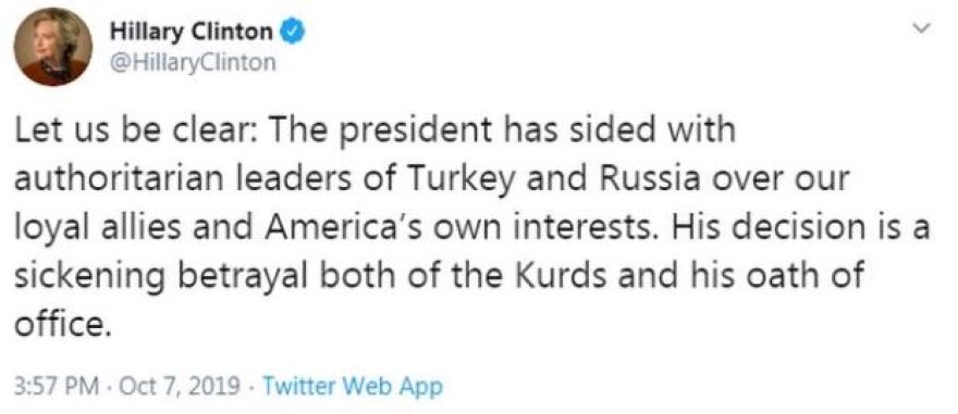 ΗΠΑ: Ομαδικά πυρά κατά Τραμπ για τους Κούρδους - Χίλαρι Κλίντον: Είναι προδότης, στοιχήθηκε με τον Ερντογάν